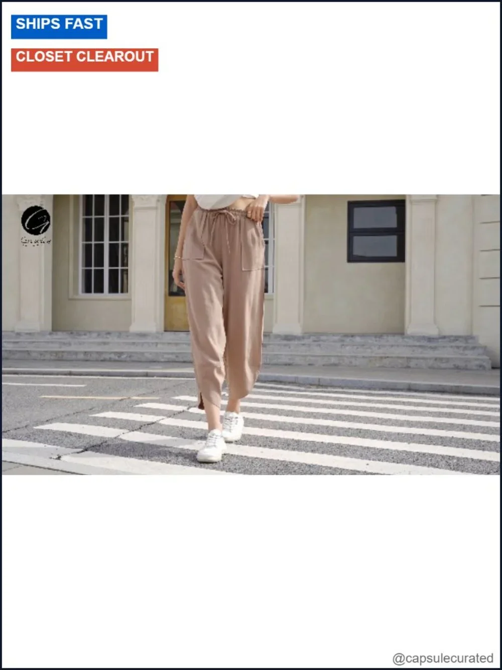 Linen Wide Leg Harem Palazzo Pants Drawstring Elastic Waist with Pockets